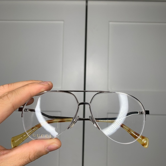 Gucci Aviator Optical Silver/Transparent Eyeglasses - Picture 8 of 13